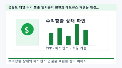 유튜브 채널 수익 창출 일시중지 원인과 애드센스 재연동 해결 가이드